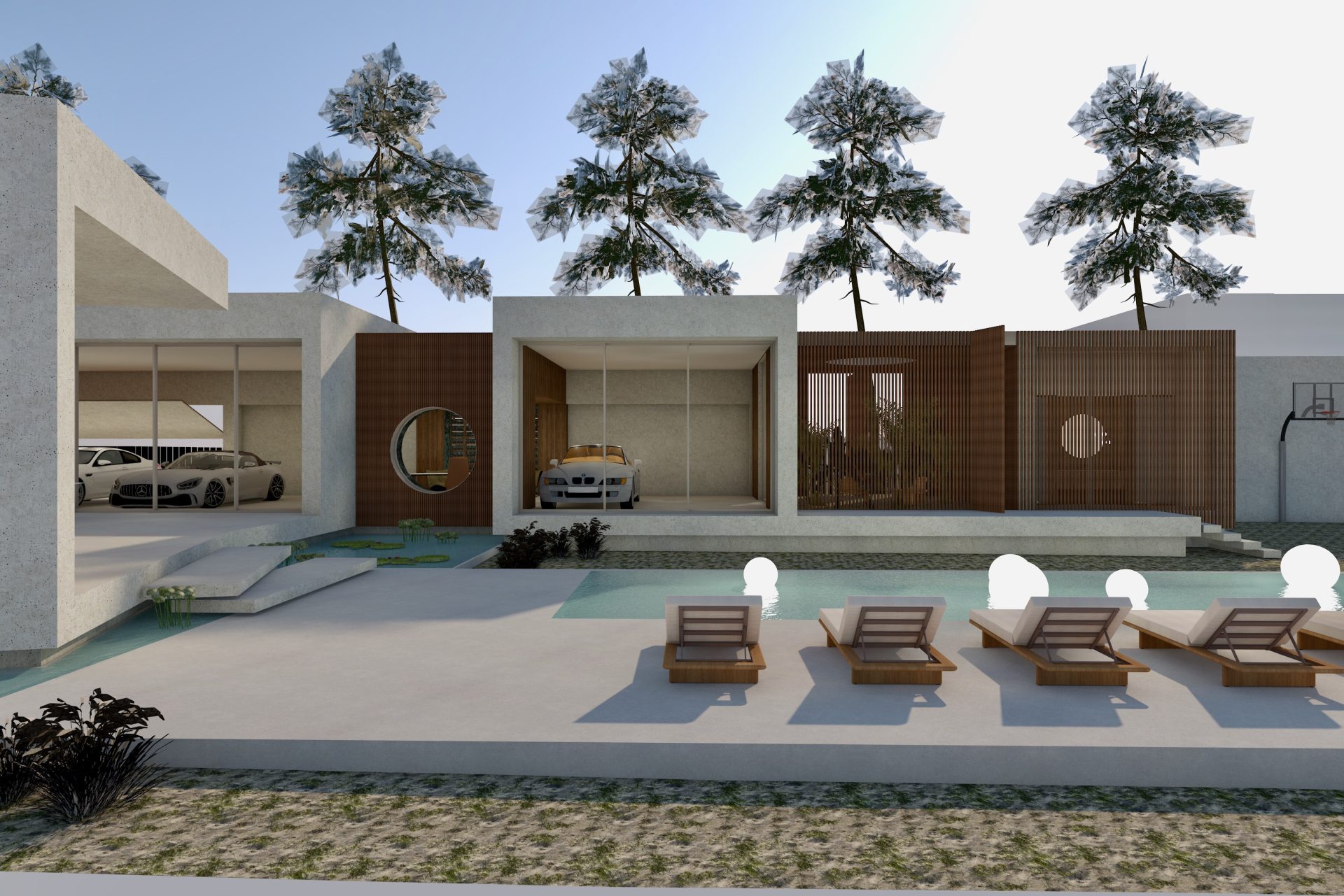 04 Exterior piscina vista garagem