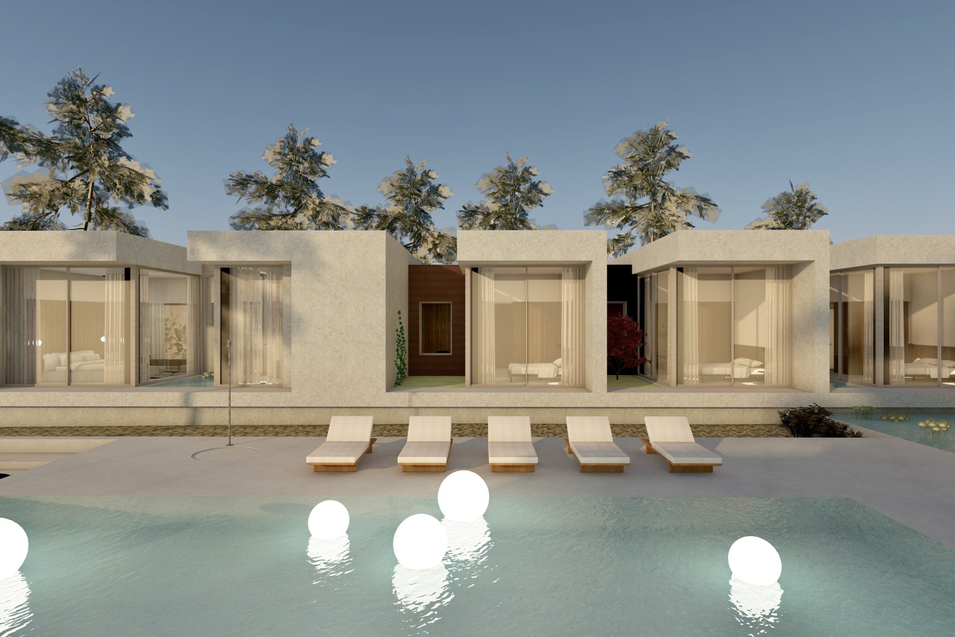 05 Exterior piscina vista quartos